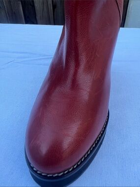 Isabel Marant LELIA Red Leather Over-the-Knee Block Heel Boots